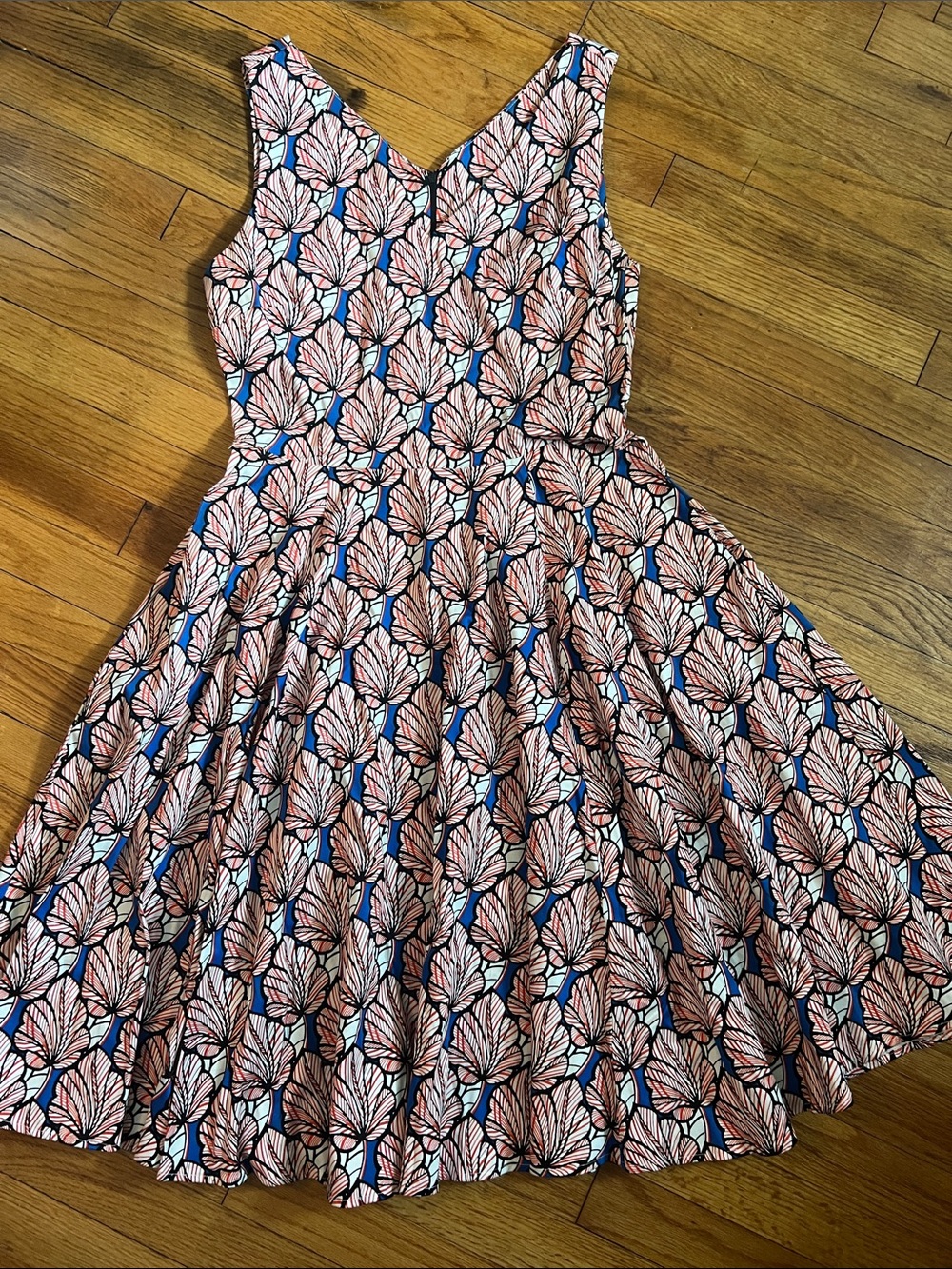 Sleeveless Floral Midi Dress in Pink and Blue